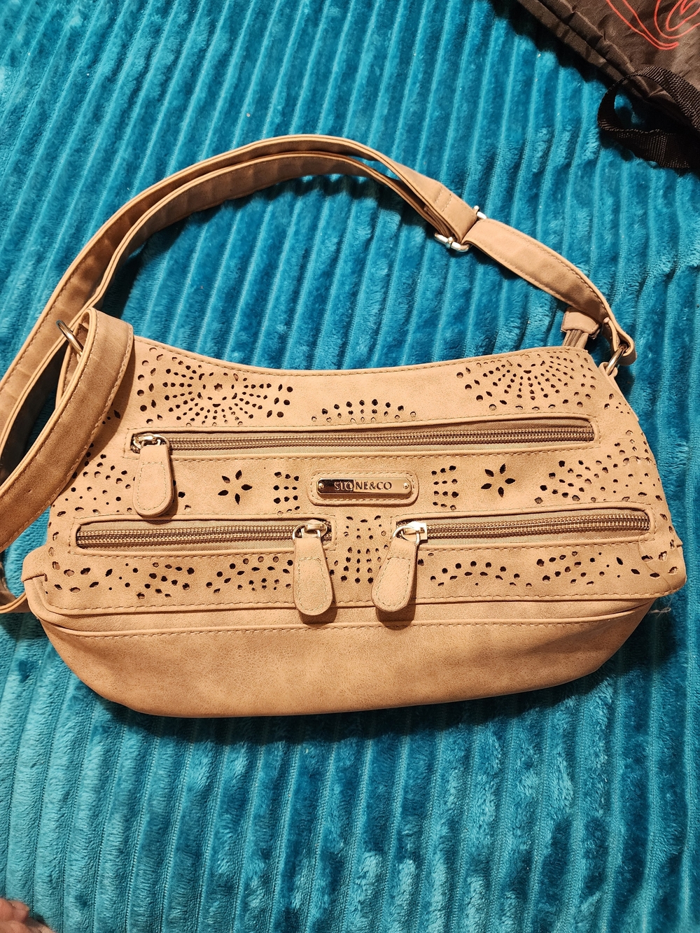 Stone And CO Beige Laser-Cut Shoulder Bag